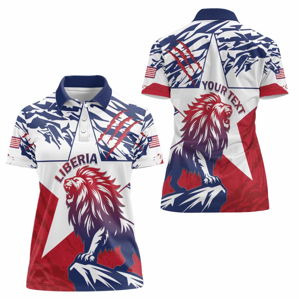 Personalised Liberia Lion Women Polo Shirt Grunge Style - Wonder Print Shop