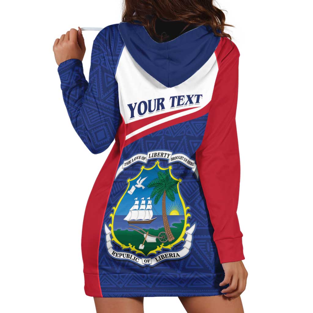 Personalised Liberia Hoodie Dress Coat Of Arms - African Pattern - Wonder Print Shop