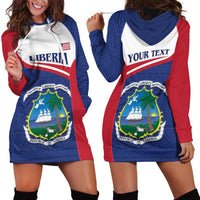 Personalised Liberia Hoodie Dress Coat Of Arms - African Pattern - Wonder Print Shop
