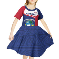 Personalised Liberia Kid Short Sleeve Dress Coat Of Arms - African Pattern - Wonder Print Shop