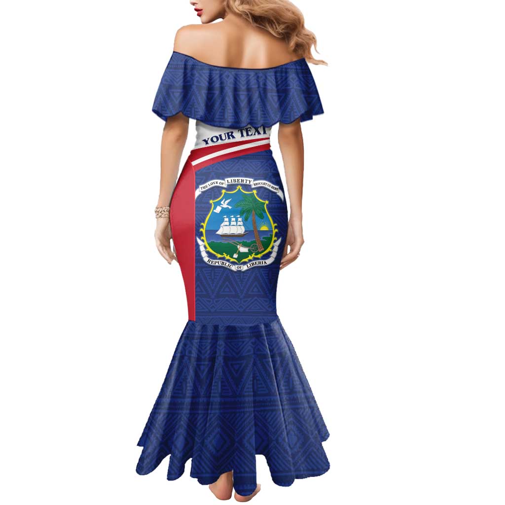 Personalised Liberia Mermaid Dress Coat Of Arms - African Pattern - Wonder Print Shop