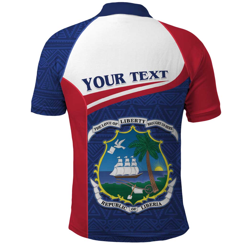 Personalised Liberia Polo Shirt Coat Of Arms - African Pattern - Wonder Print Shop