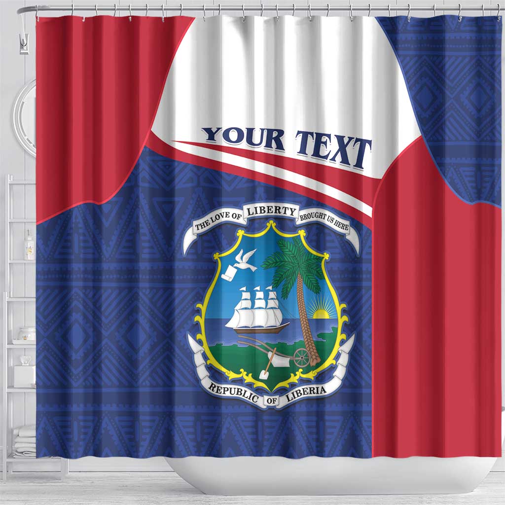 Personalised Liberia Shower Curtain Coat Of Arms - African Pattern