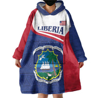 Personalised Liberia Wearable Blanket Hoodie Coat Of Arms - African Pattern - Wonder Print Shop