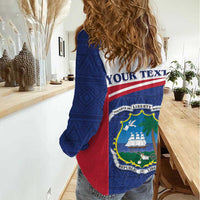 Personalised Liberia Women Casual Shirt Coat Of Arms - African Pattern - Wonder Print Shop
