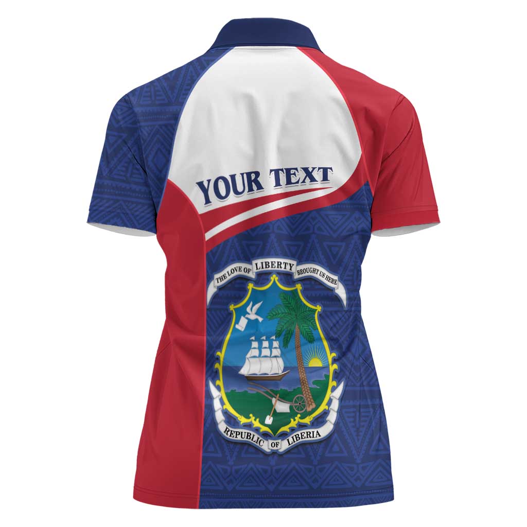 Personalised Liberia Women Polo Shirt Coat Of Arms - African Pattern - Wonder Print Shop