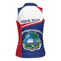 Personalised Liberia Women Sleeveless Polo Shirt Coat Of Arms - African Pattern - Wonder Print Shop