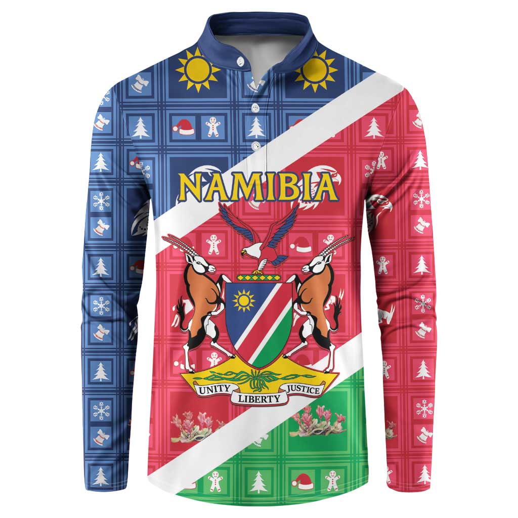 Namibia Christmas Button Sweatshirt Coat Of Arms Frohe Weihnachten - Wonder Print Shop