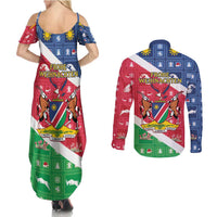 Namibia Christmas Couples Matching Summer Maxi Dress and Long Sleeve Button Shirt Coat Of Arms Frohe Weihnachten - Wonder Print Shop