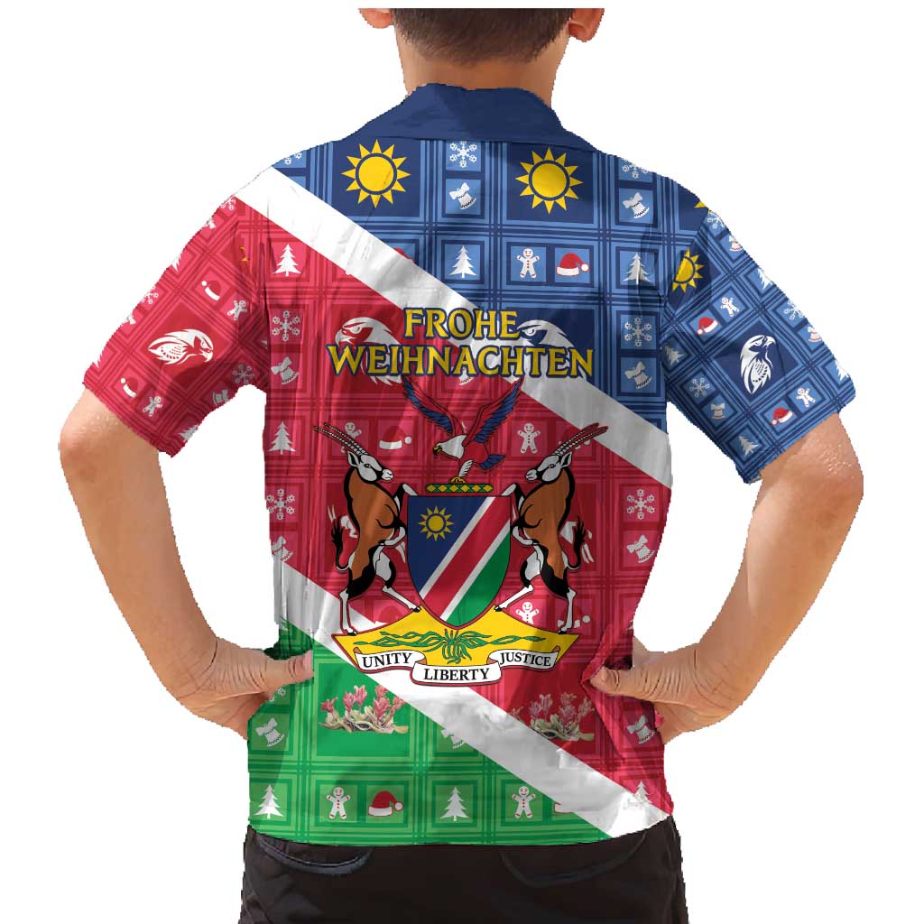 Namibia Christmas Family Matching Mermaid Dress and Hawaiian Shirt Coat Of Arms Frohe Weihnachten - Wonder Print Shop