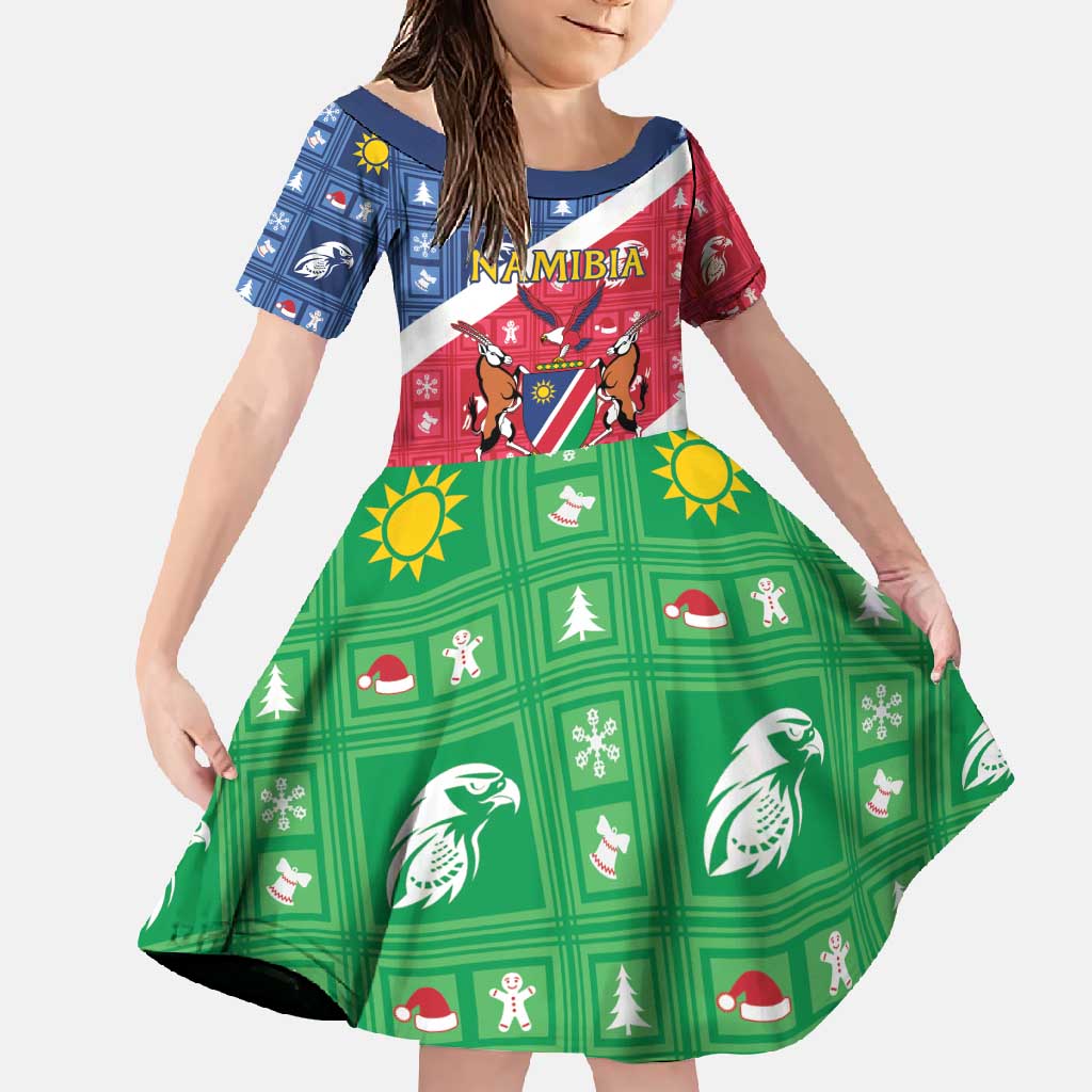 Namibia Christmas Family Matching Mermaid Dress and Hawaiian Shirt Coat Of Arms Frohe Weihnachten - Wonder Print Shop