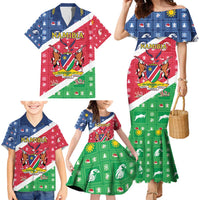 Namibia Christmas Family Matching Mermaid Dress and Hawaiian Shirt Coat Of Arms Frohe Weihnachten - Wonder Print Shop