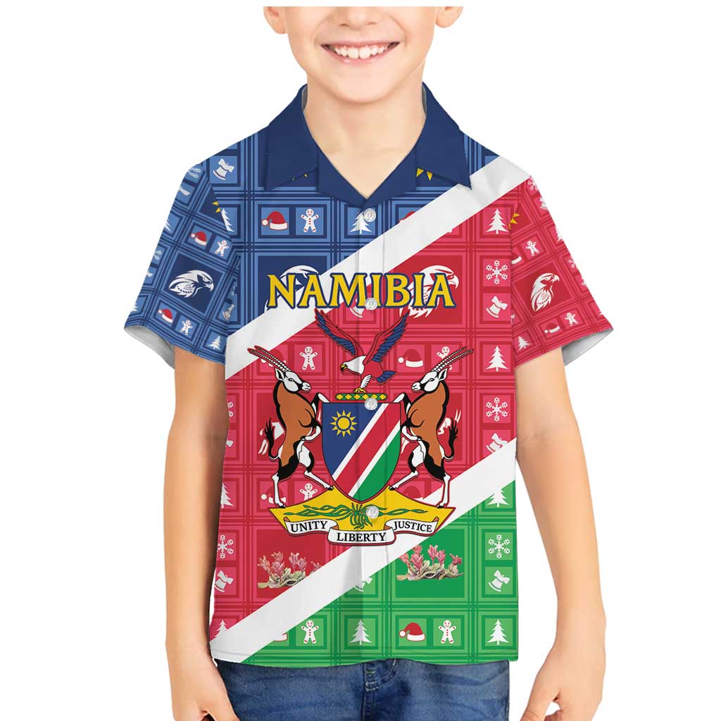 Namibia Christmas Family Matching Mermaid Dress and Hawaiian Shirt Coat Of Arms Frohe Weihnachten - Wonder Print Shop