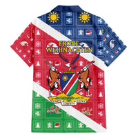 Namibia Christmas Family Matching Off The Shoulder Long Sleeve Dress and Hawaiian Shirt Coat Of Arms Frohe Weihnachten - Wonder Print Shop