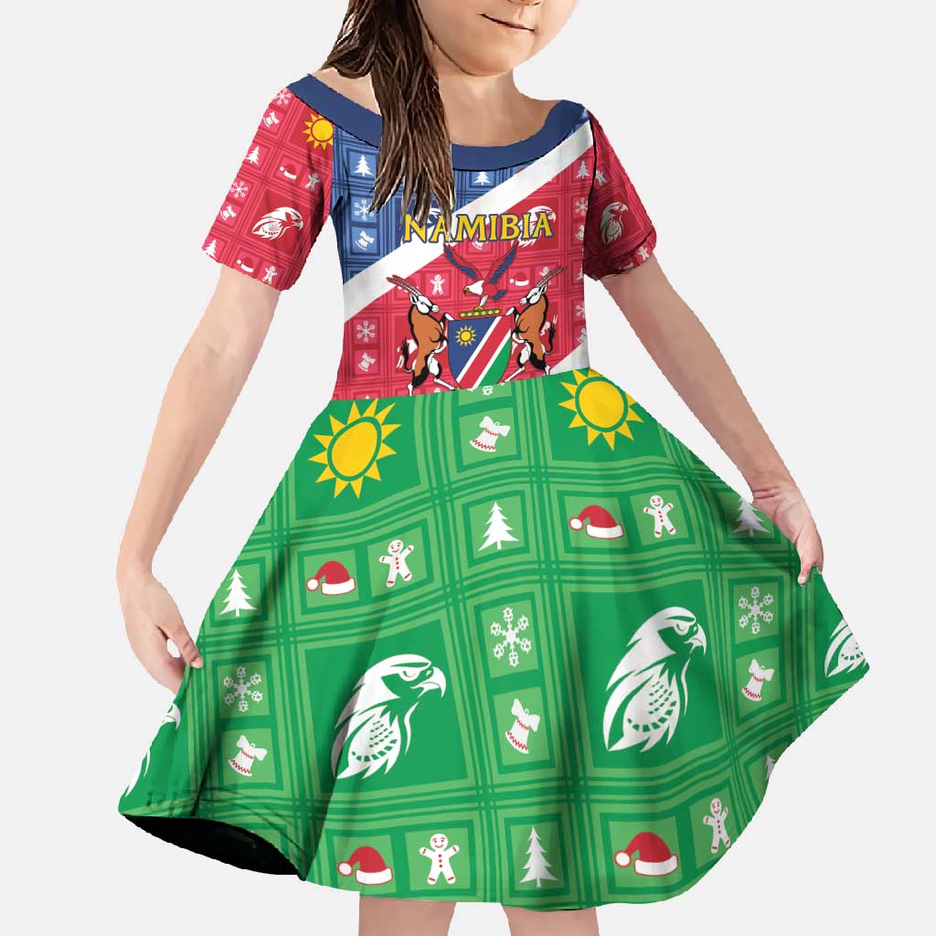 Namibia Christmas Family Matching Off Shoulder Maxi Dress and Hawaiian Shirt Coat Of Arms Frohe Weihnachten - Wonder Print Shop