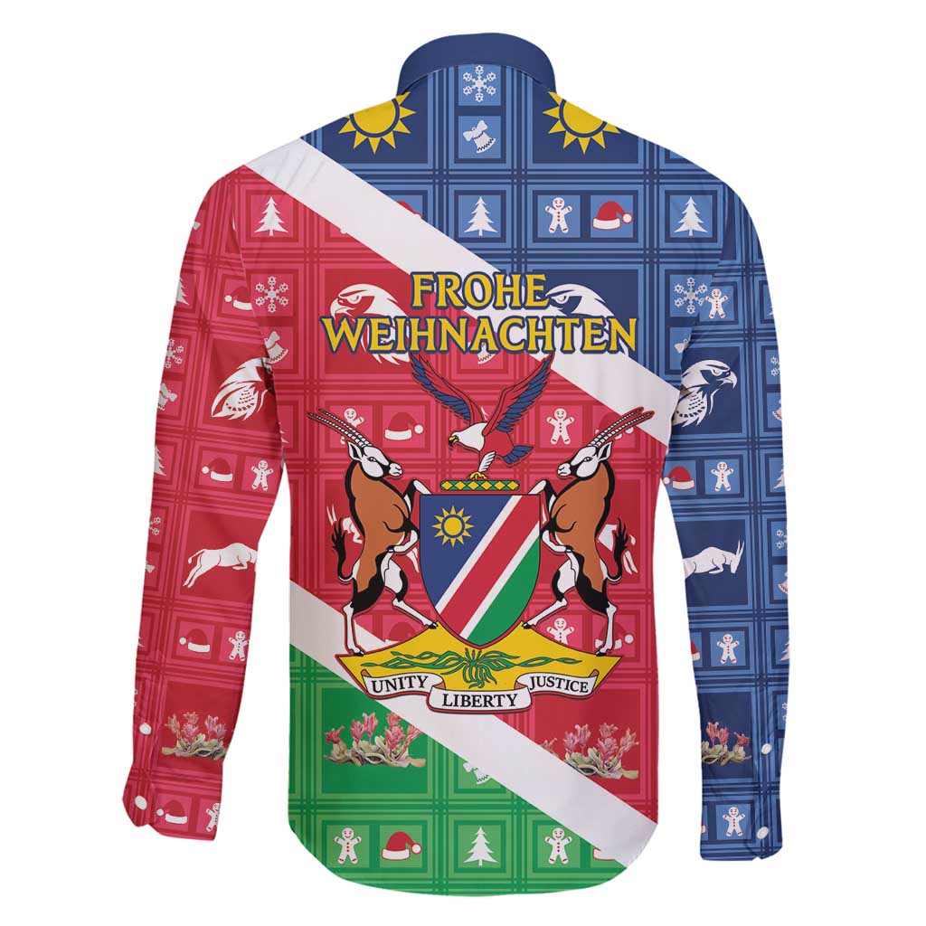 Namibia Christmas Family Matching Off Shoulder Maxi Dress and Hawaiian Shirt Coat Of Arms Frohe Weihnachten - Wonder Print Shop