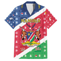 Namibia Christmas Family Matching Short Sleeve Bodycon Dress and Hawaiian Shirt Coat Of Arms Frohe Weihnachten - Wonder Print Shop