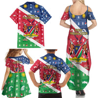 Namibia Christmas Family Matching Summer Maxi Dress and Hawaiian Shirt Coat Of Arms Frohe Weihnachten - Wonder Print Shop