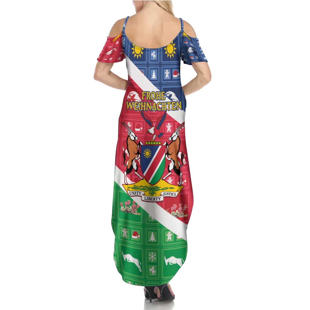 Namibia Christmas Family Matching Summer Maxi Dress and Hawaiian Shirt Coat Of Arms Frohe Weihnachten - Wonder Print Shop