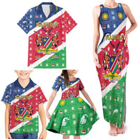 Namibia Christmas Family Matching Tank Maxi Dress and Hawaiian Shirt Coat Of Arms Frohe Weihnachten - Wonder Print Shop