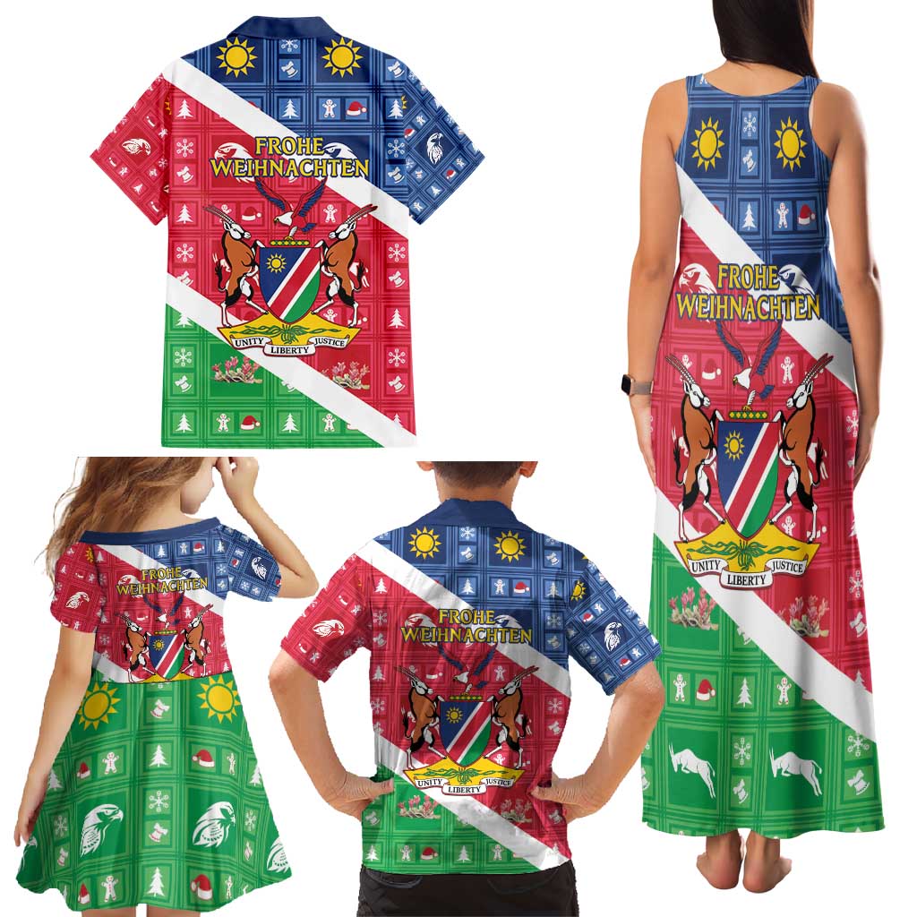 Namibia Christmas Family Matching Tank Maxi Dress and Hawaiian Shirt Coat Of Arms Frohe Weihnachten - Wonder Print Shop