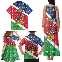 Namibia Christmas Family Matching Tank Maxi Dress and Hawaiian Shirt Coat Of Arms Frohe Weihnachten - Wonder Print Shop
