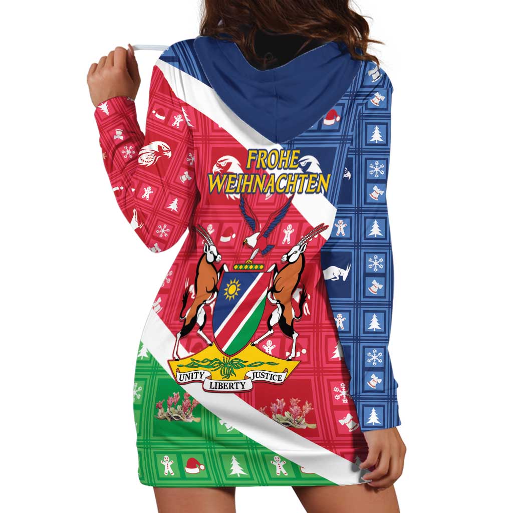 Namibia Christmas Hoodie Dress Coat Of Arms Frohe Weihnachten - Wonder Print Shop