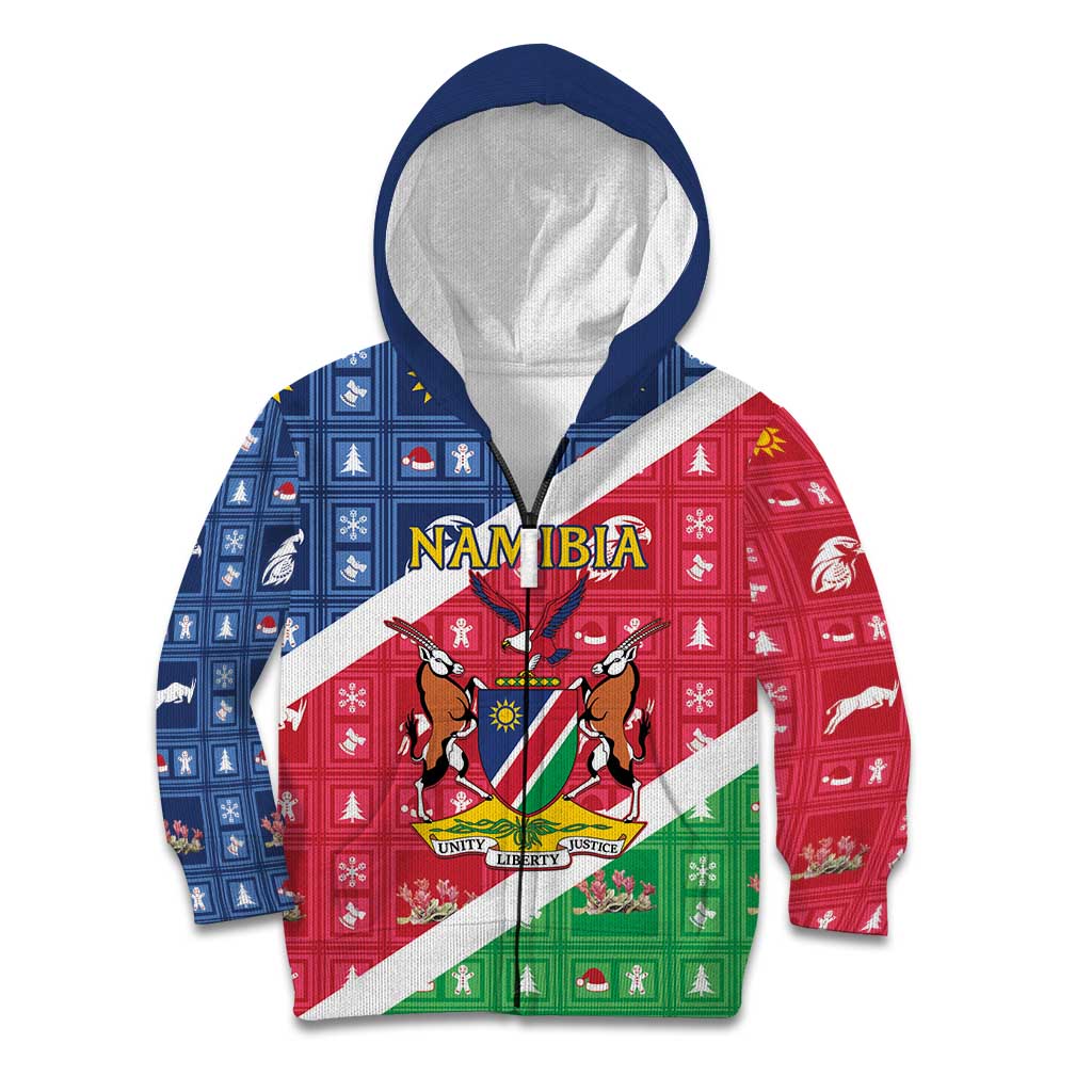 Namibia Christmas Kid Hoodie Coat Of Arms Frohe Weihnachten - Wonder Print Shop