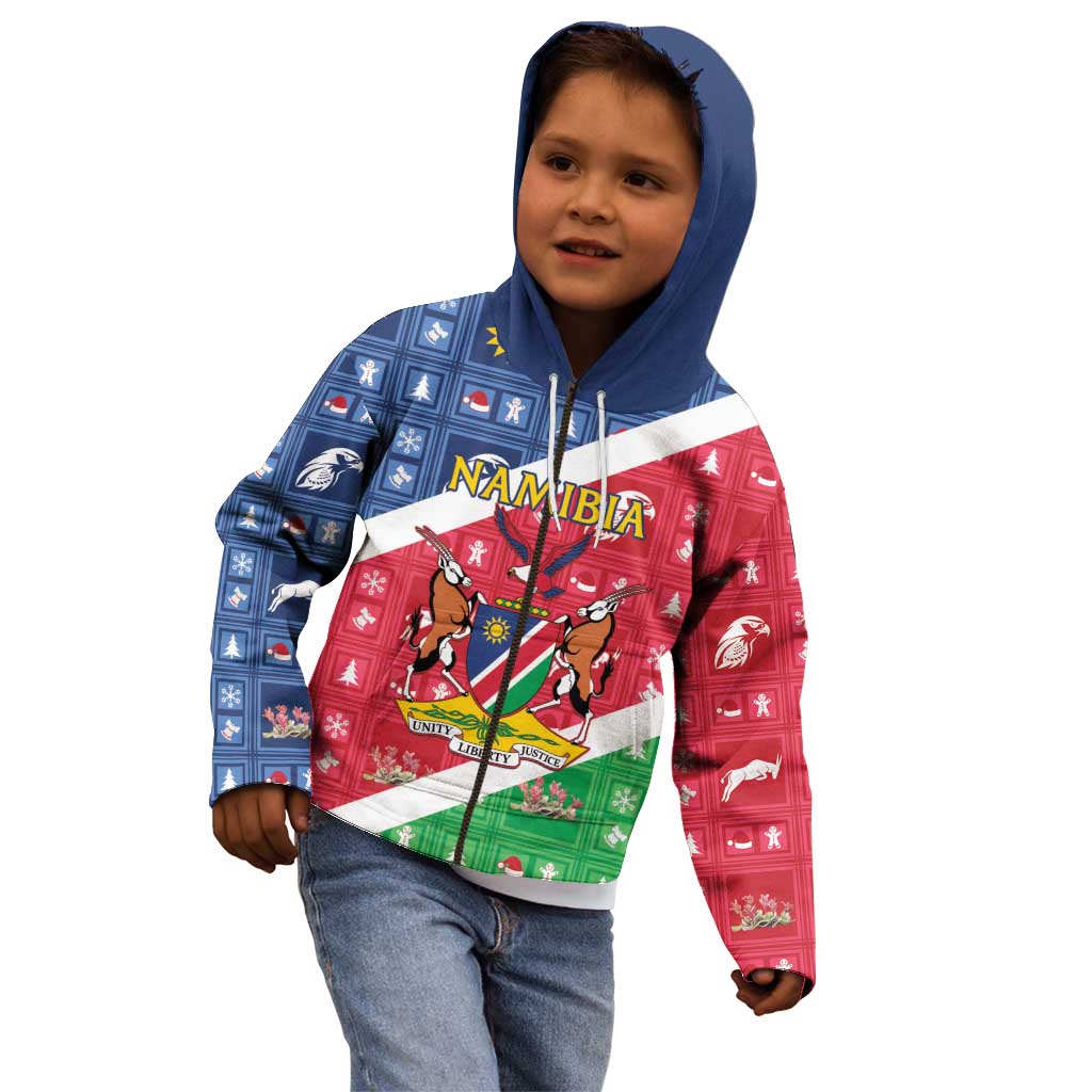 Namibia Christmas Kid Hoodie Coat Of Arms Frohe Weihnachten - Wonder Print Shop