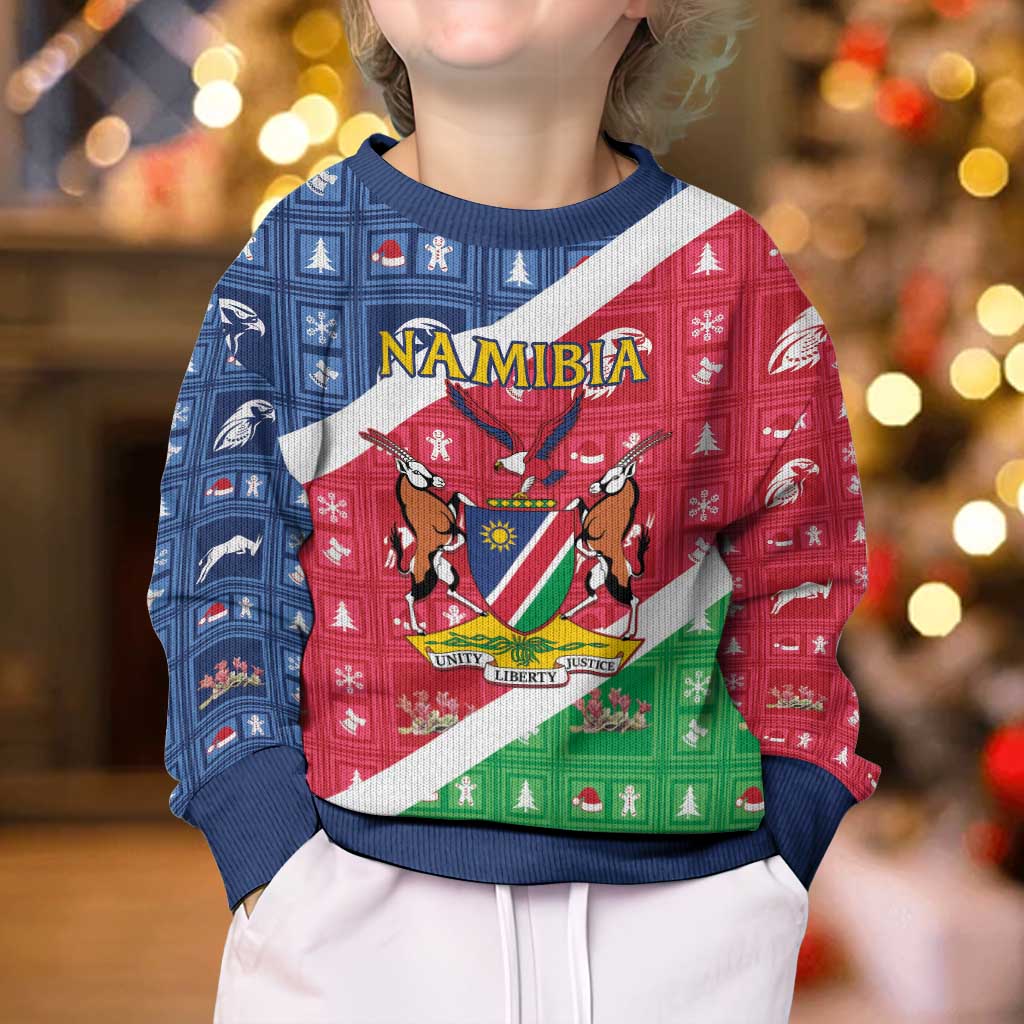 Namibia Christmas Kid Ugly Christmas Sweater Coat Of Arms Frohe Weihnachten - Wonder Print Shop