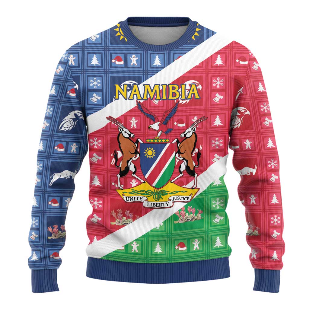 Namibia Christmas Ugly Christmas Sweater Coat Of Arms Frohe Weihnachten - Wonder Print Shop