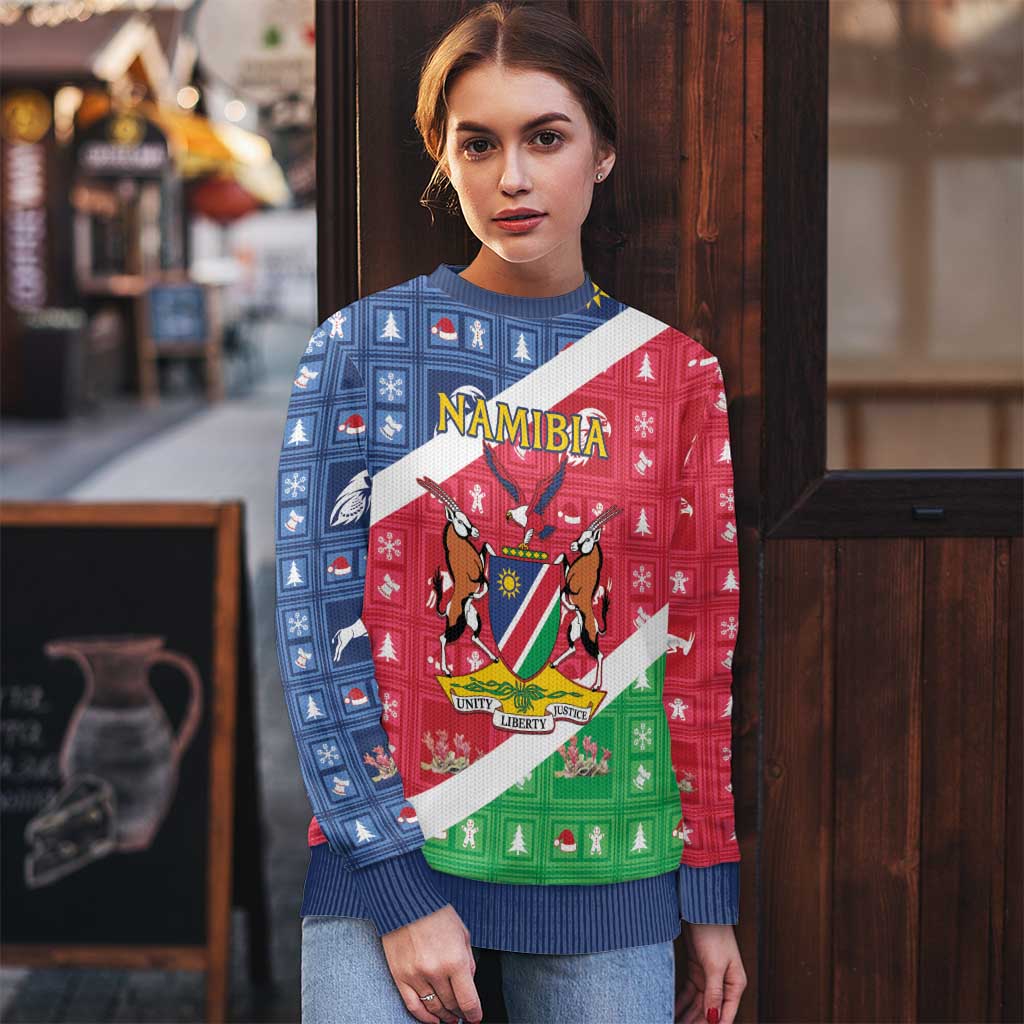 Namibia Christmas Ugly Christmas Sweater Coat Of Arms Frohe Weihnachten - Wonder Print Shop