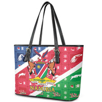 Namibia Christmas Leather Tote Bag Coat Of Arms Frohe Weihnachten - Wonder Print Shop
