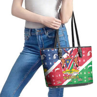 Namibia Christmas Leather Tote Bag Coat Of Arms Frohe Weihnachten - Wonder Print Shop