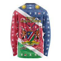 Namibia Christmas Long Sleeve Shirt Coat Of Arms Frohe Weihnachten - Wonder Print Shop