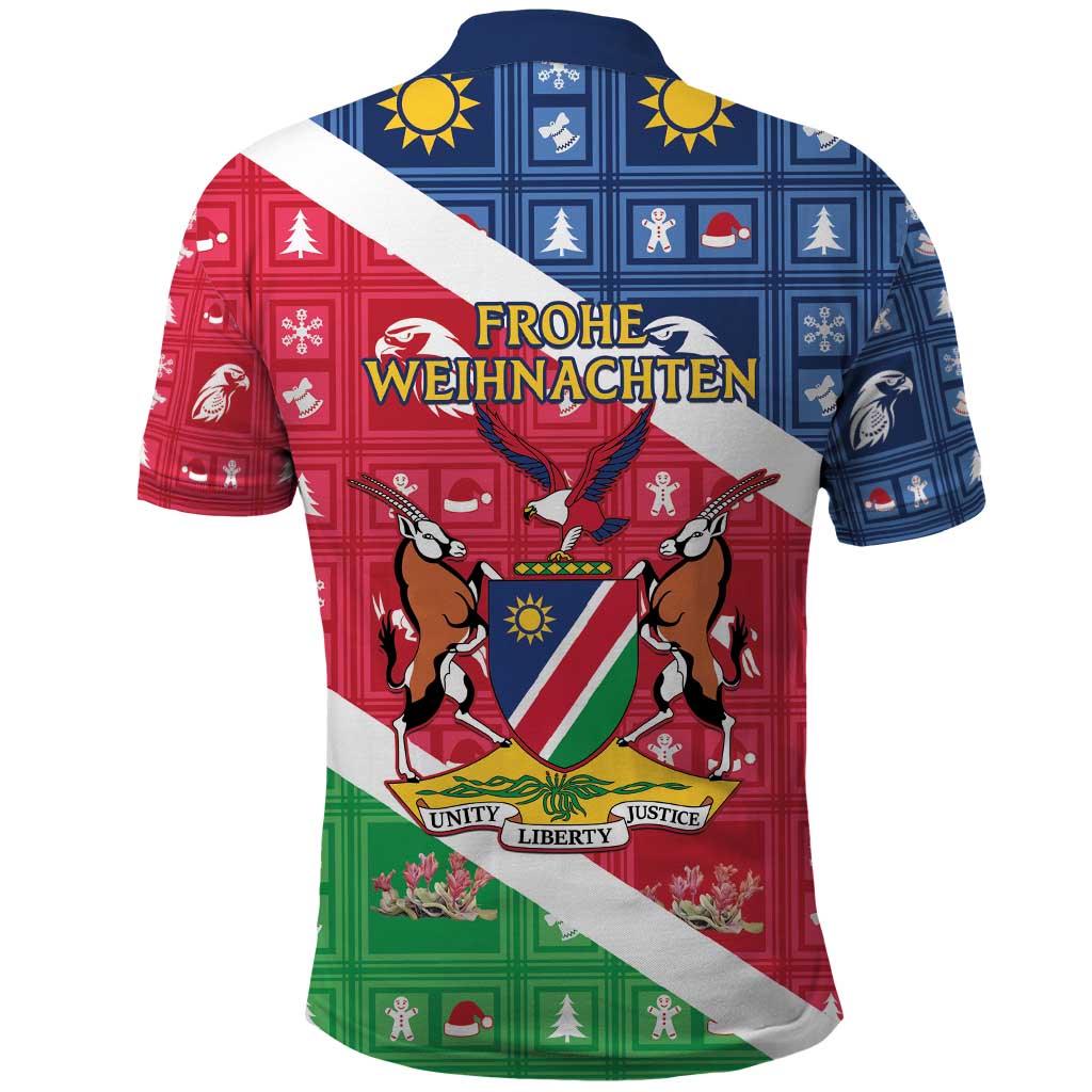 Namibia Christmas Polo Shirt Coat Of Arms Frohe Weihnachten - Wonder Print Shop