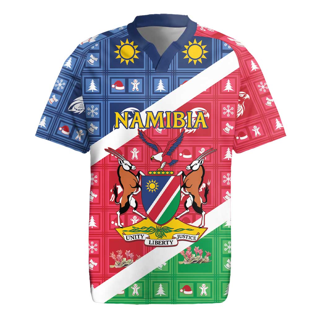 Namibia Christmas Rugby Jersey Coat Of Arms Frohe Weihnachten - Wonder Print Shop