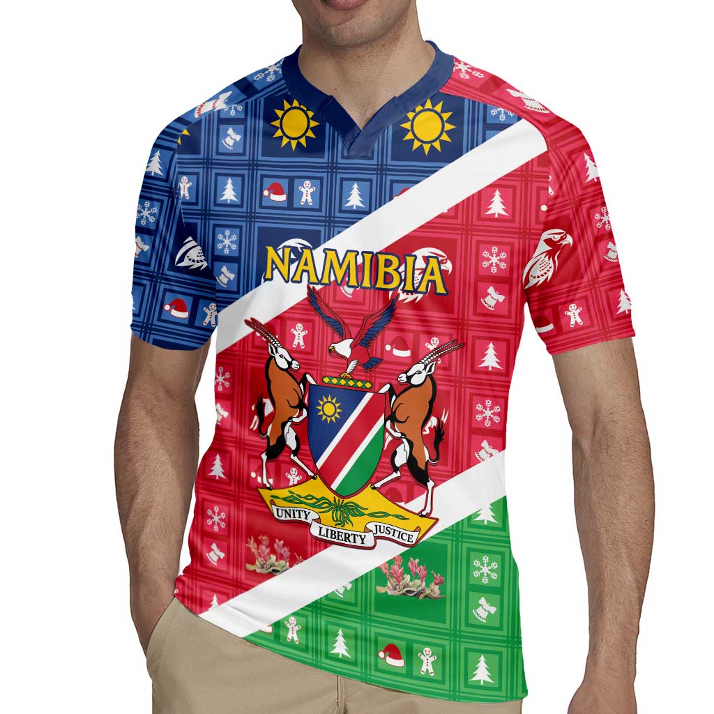 Namibia Christmas Rugby Jersey Coat Of Arms Frohe Weihnachten - Wonder Print Shop