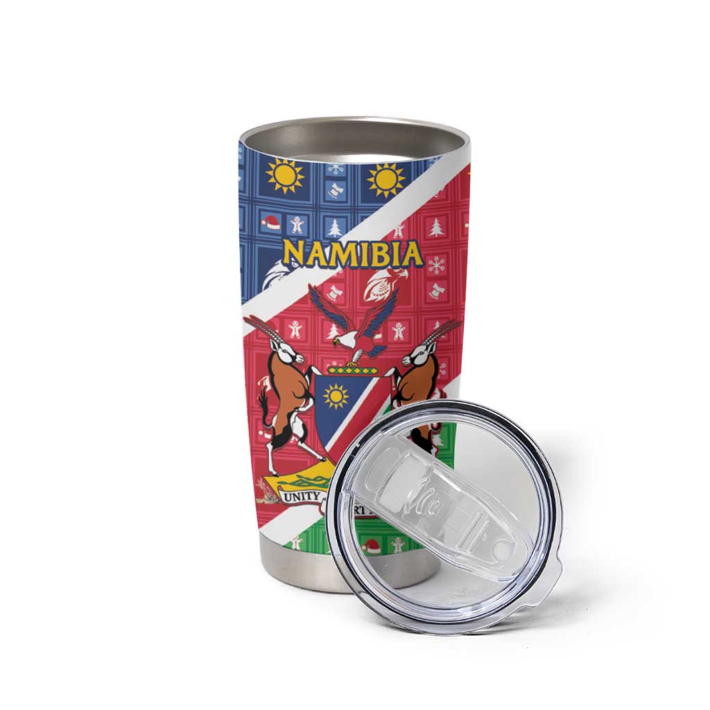 Namibia Christmas Tumbler Cup Coat Of Arms Frohe Weihnachten - Wonder Print Shop