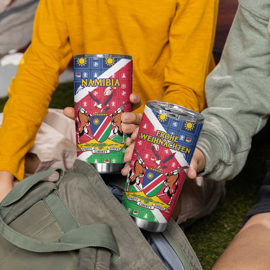 Namibia Christmas Tumbler Cup Coat Of Arms Frohe Weihnachten - Wonder Print Shop