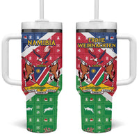 Namibia Christmas Tumbler With Handle Coat Of Arms Frohe Weihnachten - Wonder Print Shop