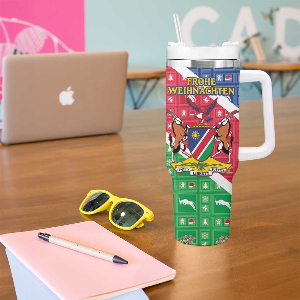 Namibia Christmas Tumbler With Handle Coat Of Arms Frohe Weihnachten - Wonder Print Shop