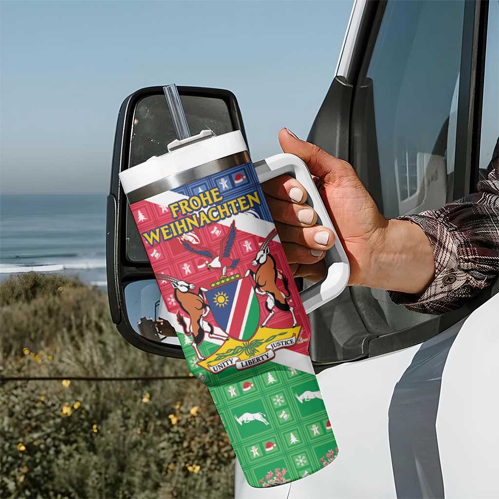 Namibia Christmas Tumbler With Handle Coat Of Arms Frohe Weihnachten - Wonder Print Shop