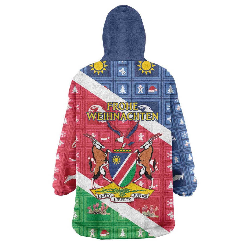 Namibia Christmas Wearable Blanket Hoodie Coat Of Arms Frohe Weihnachten - Wonder Print Shop