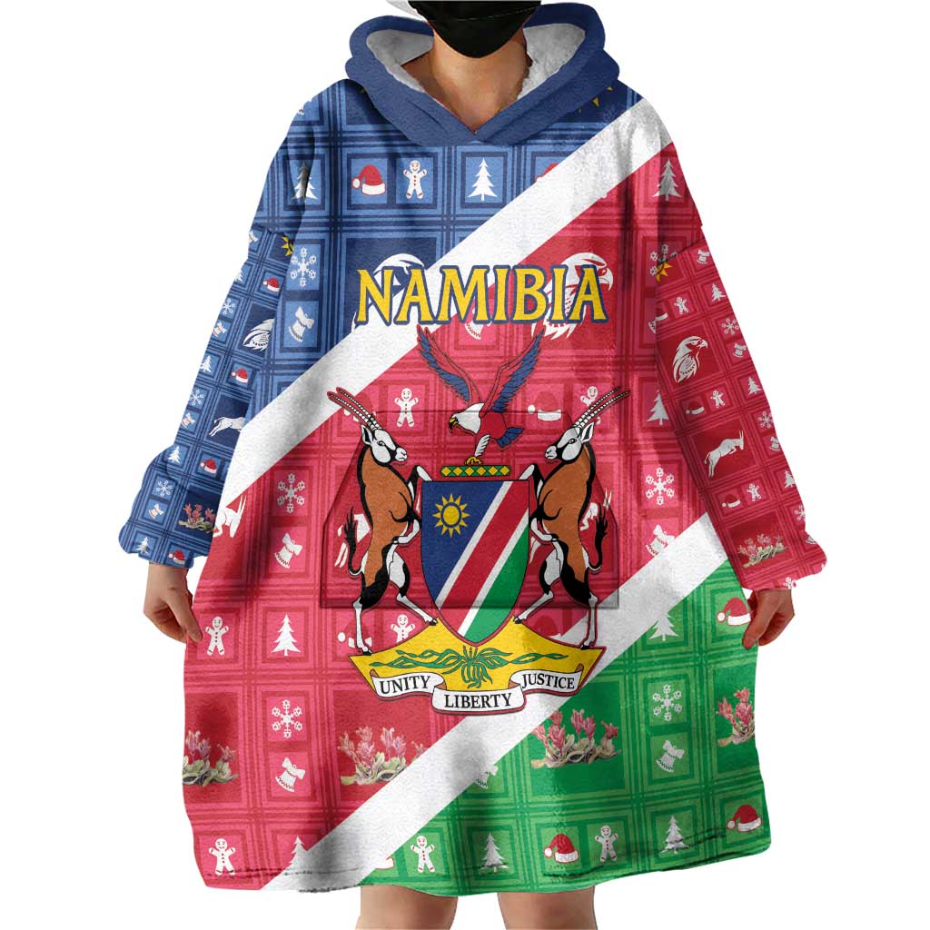 Namibia Christmas Wearable Blanket Hoodie Coat Of Arms Frohe Weihnachten - Wonder Print Shop