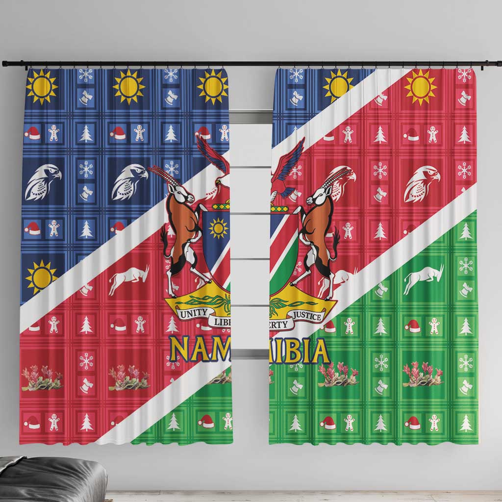 Namibia Christmas Window Curtain Coat Of Arms Frohe Weihnachten - Wonder Print Shop