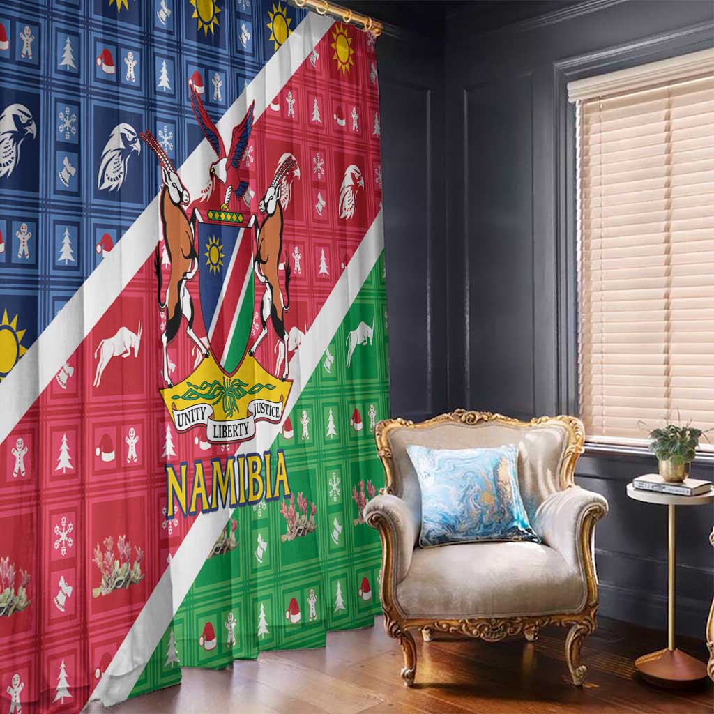 Namibia Christmas Window Curtain Coat Of Arms Frohe Weihnachten - Wonder Print Shop