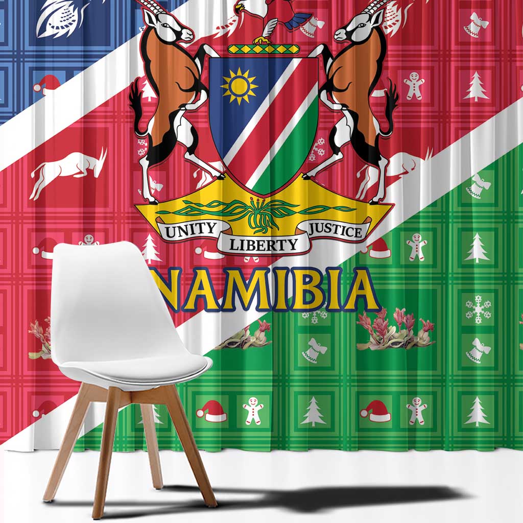 Namibia Christmas Window Curtain Coat Of Arms Frohe Weihnachten - Wonder Print Shop