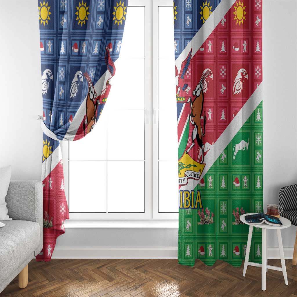 Namibia Christmas Window Curtain Coat Of Arms Frohe Weihnachten - Wonder Print Shop