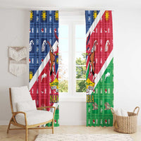 Namibia Christmas Window Curtain Coat Of Arms Frohe Weihnachten - Wonder Print Shop